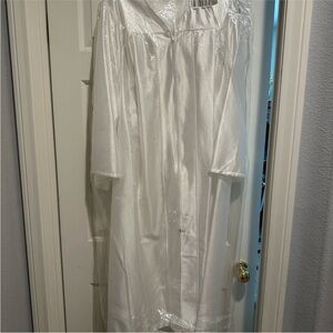 White Graduation Cap and Gown